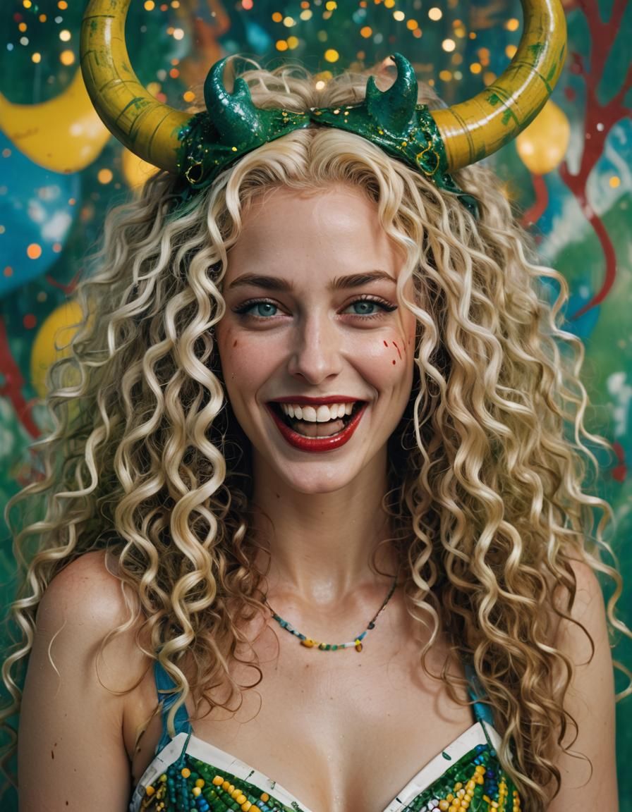 Magazine Cover: Curvy Woman with Horns in Film Noir