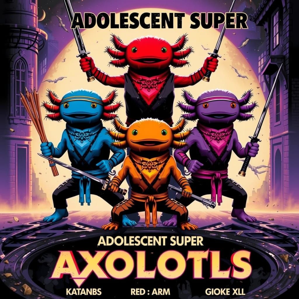 Axolotl Martial Arts Superheroes Movie Poster