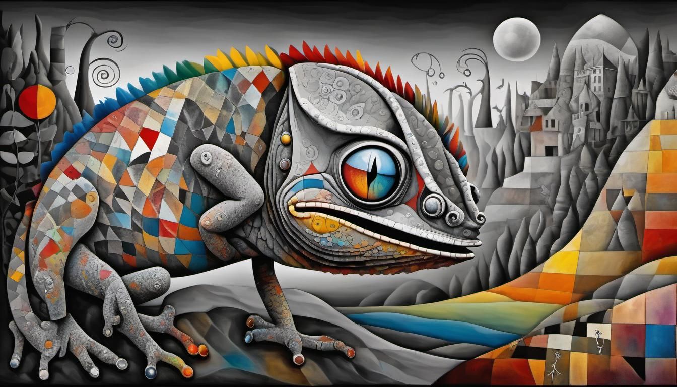 Chameleon's Surreal Dreamscape: A Surrealist Collaboration