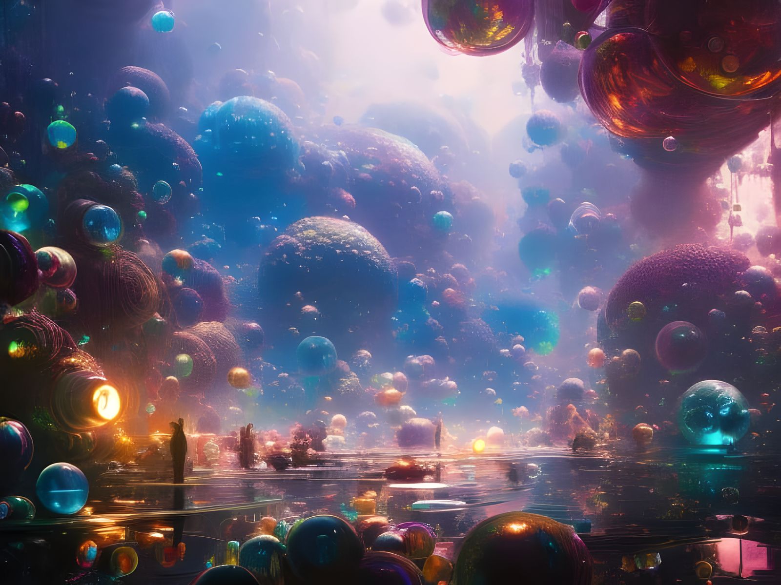 Translucent Bubble Illusion in Afrofuturist Collage Style