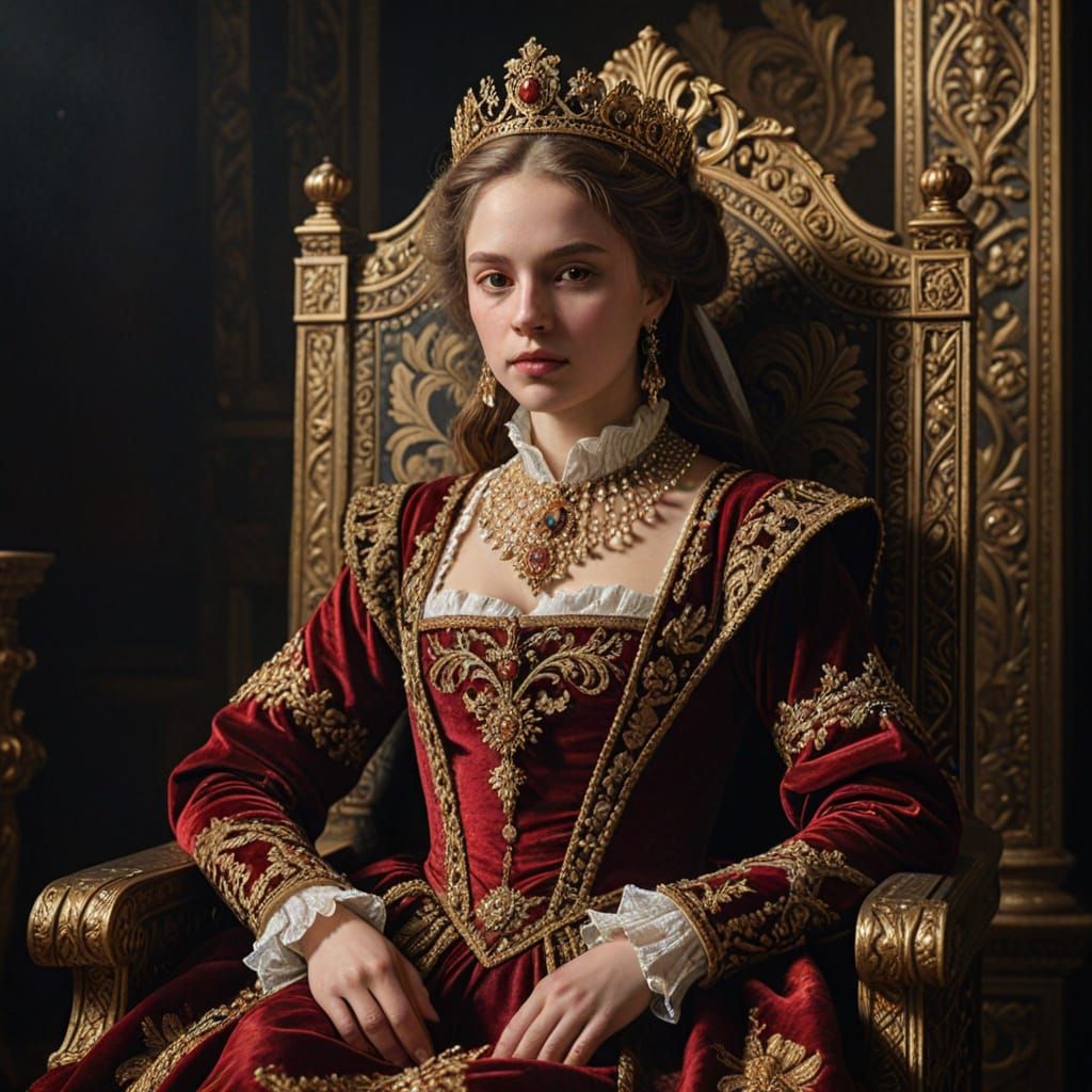 Regal Queen in Baroque Majesty
