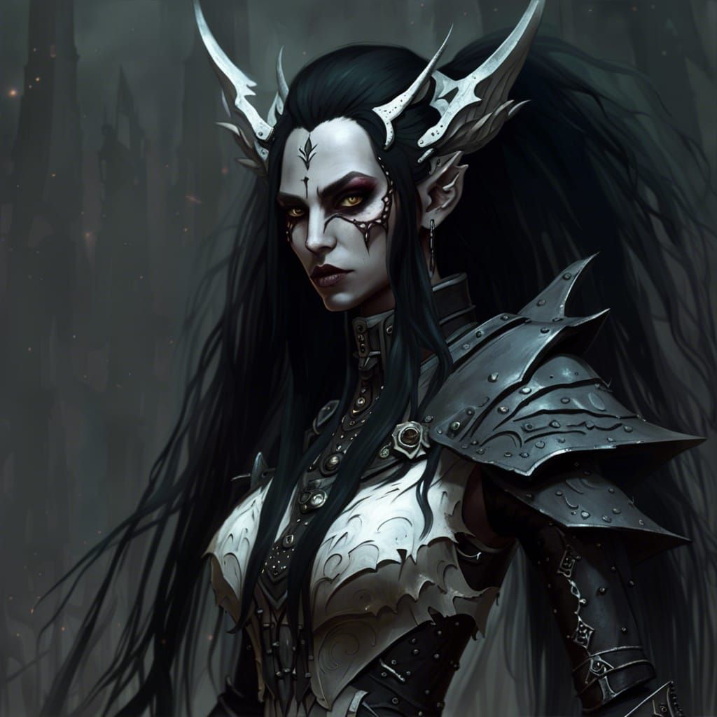 Scarred Elf Woman in Gothic Horror Style
