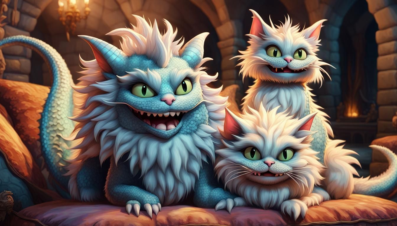 Whimsical Dragon Smiles at Children: Anime Fantasy Art