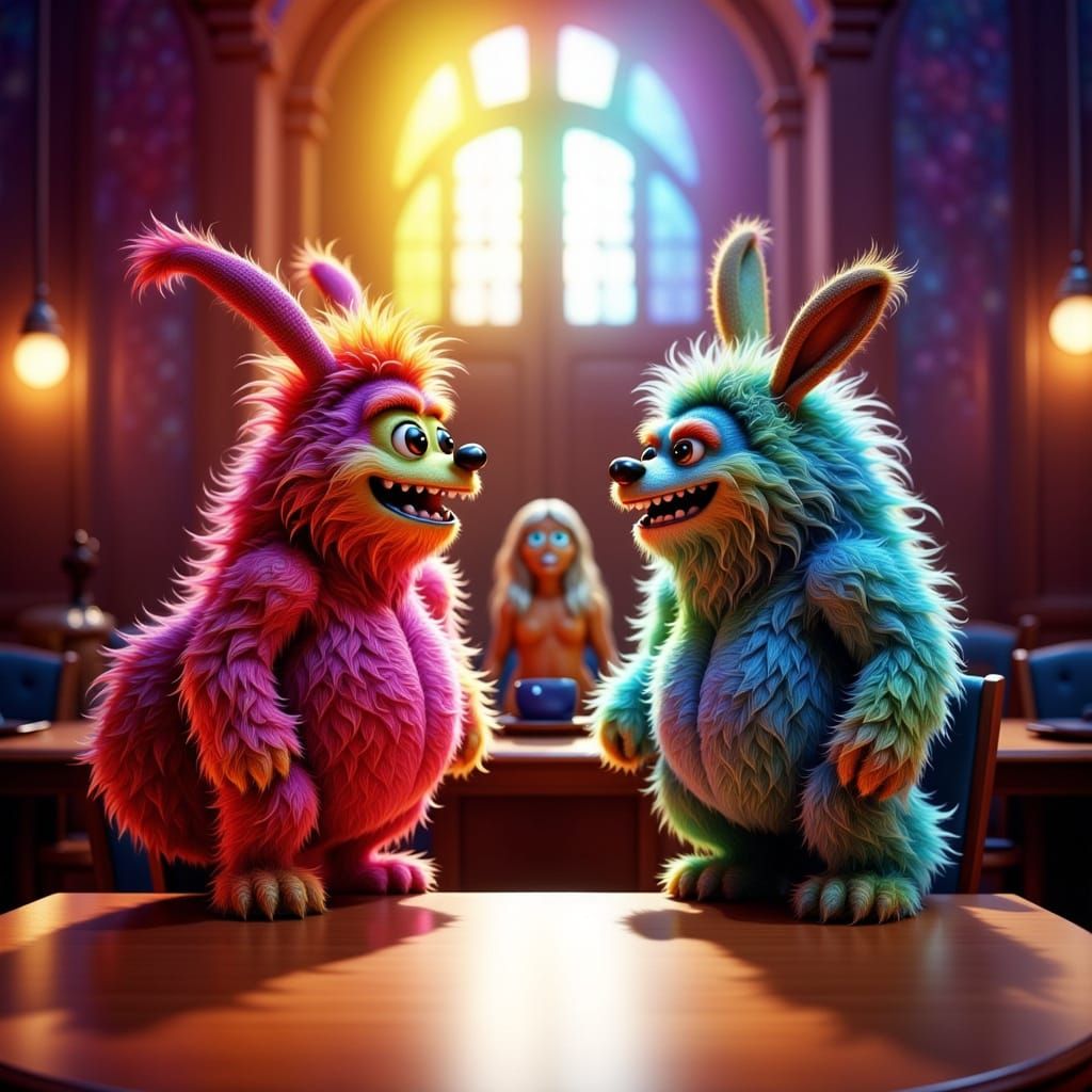 Fierce Furry Divorce Court Scene in Vibrant Color