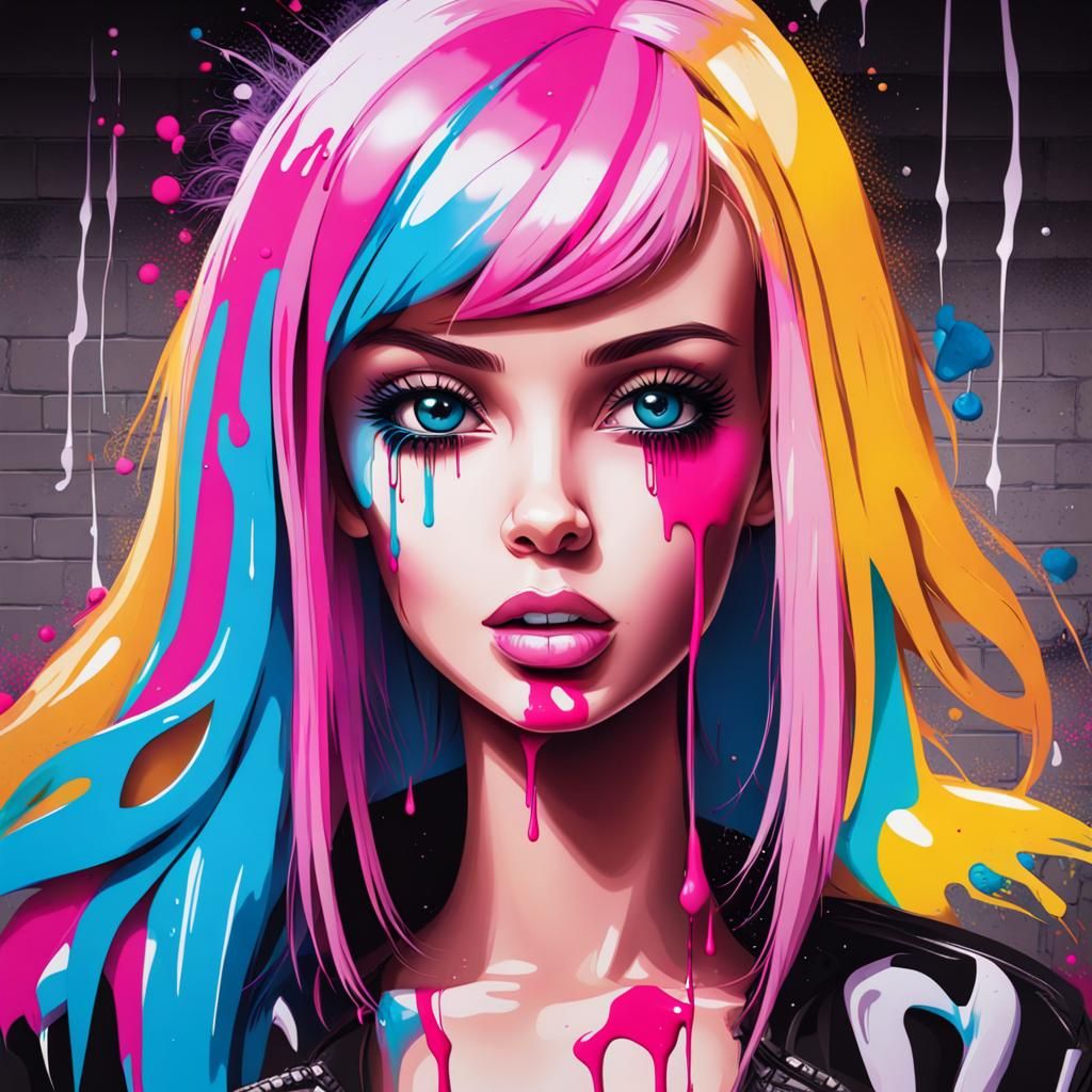 Barbie Girl in Emo Style Graffiti Art