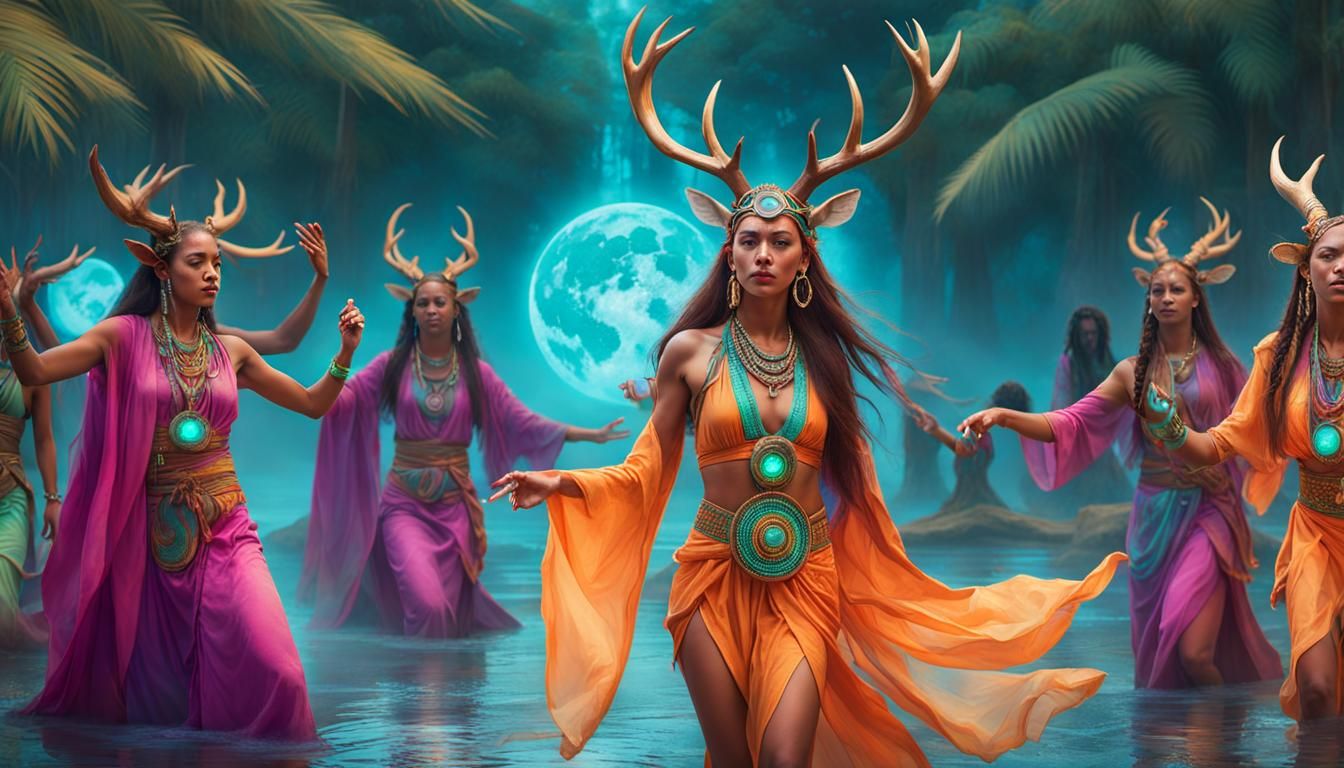 Young Druids Dancing at Secret Summer Solstice Party