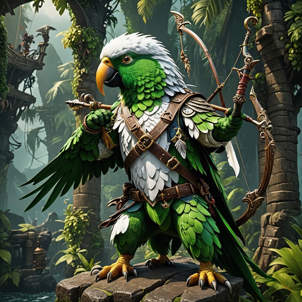 Pirate Parrot Archer in Detailed Matte Painting