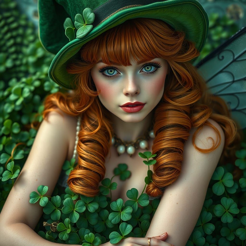 Gothic Leprechaun Fairy with Shamrocks