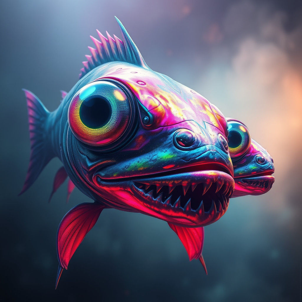 Iridescent Monster Fish in Aquatic Matte Painting