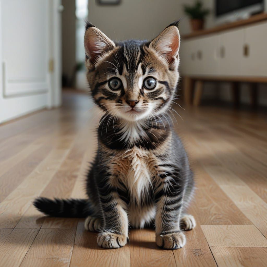 Hyperrealistic Portrait of an Adorable Kitten