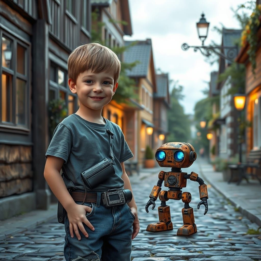 Young Boy Meets Robot in Idyllic Swedish Town, 1984