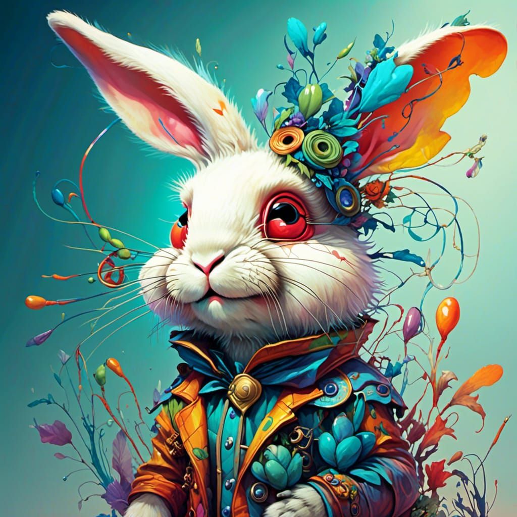 Adorable Swamp Rabbit, Digital Art by Android Jones
