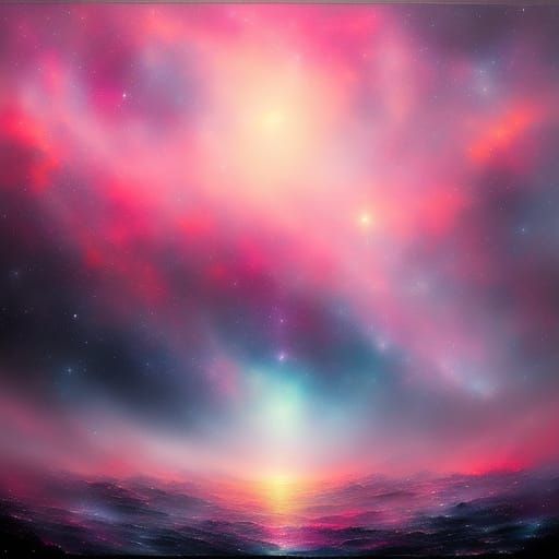 Pink Cosmic Dreamscape With Glowing Planets and Stars