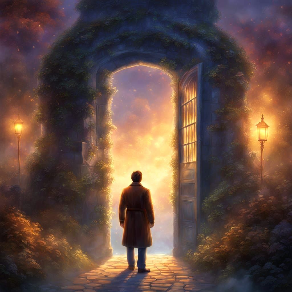 Man with Door Jacket in Ethereal Fantasy Style