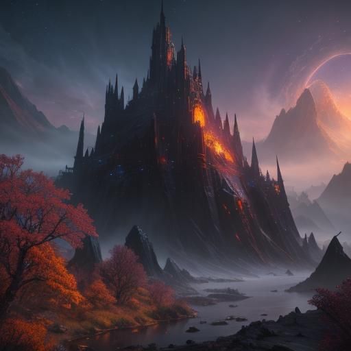Fantastical Starfall Landscape in Detailed Matte Painting
