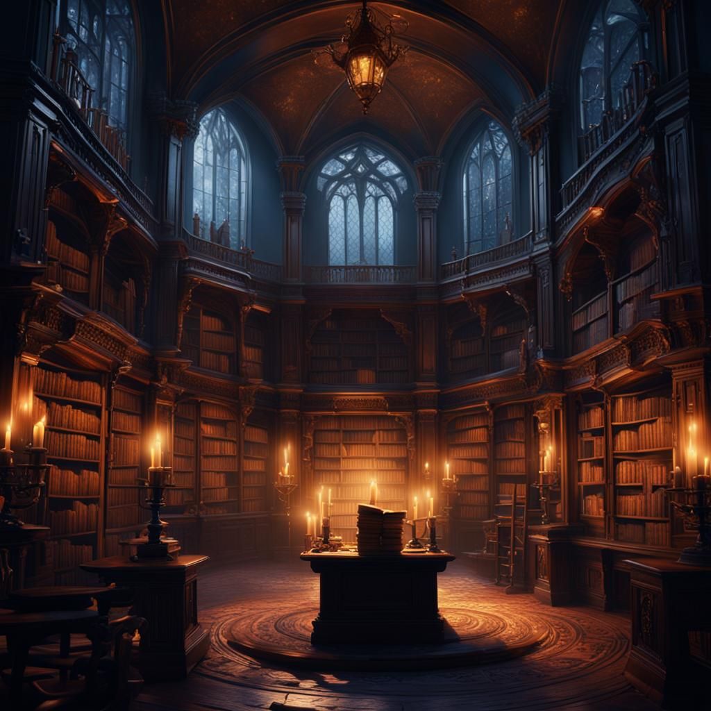 Old Library Reader in Detailed Matte Painting