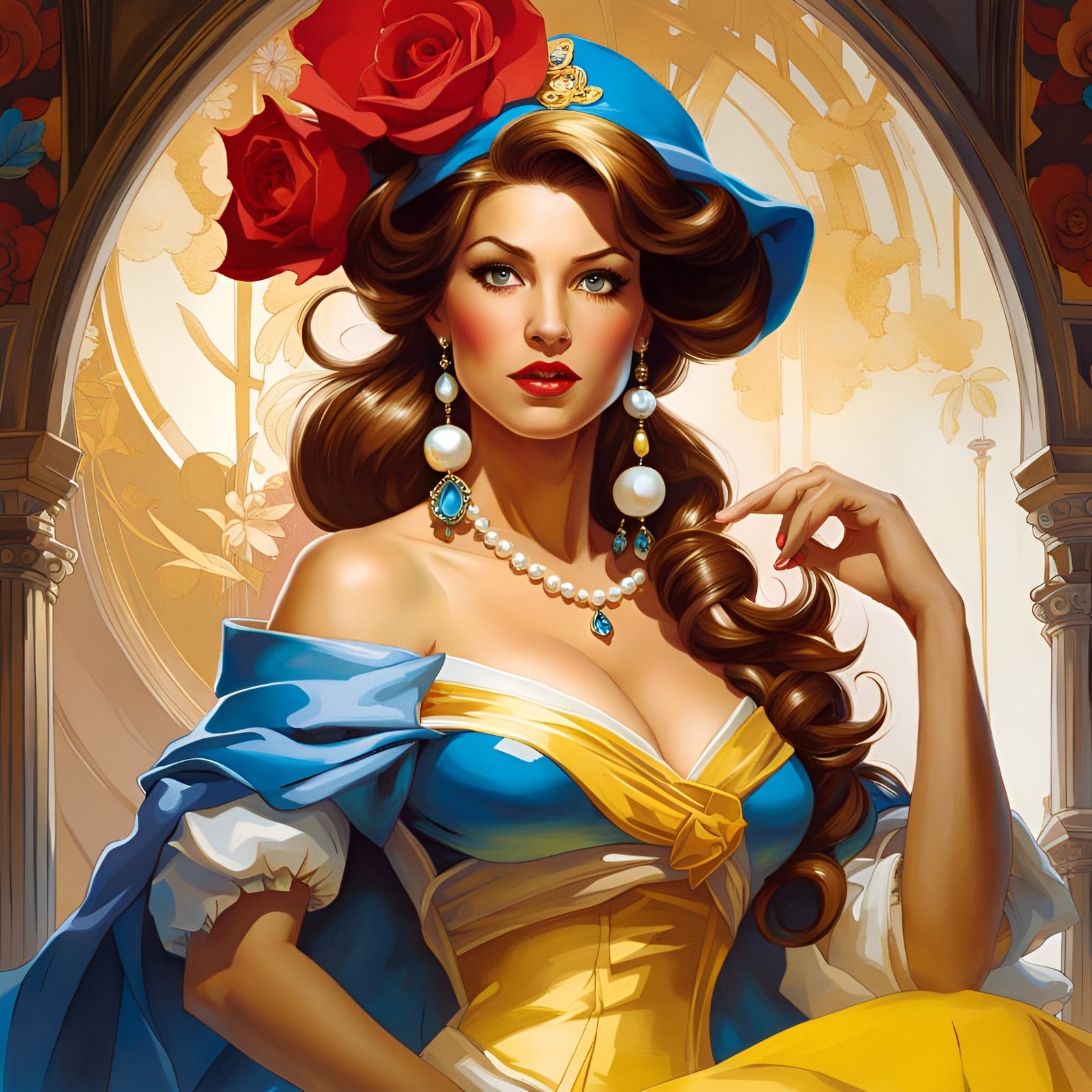 Belle as Girl with Pearl Earring: Digital Art