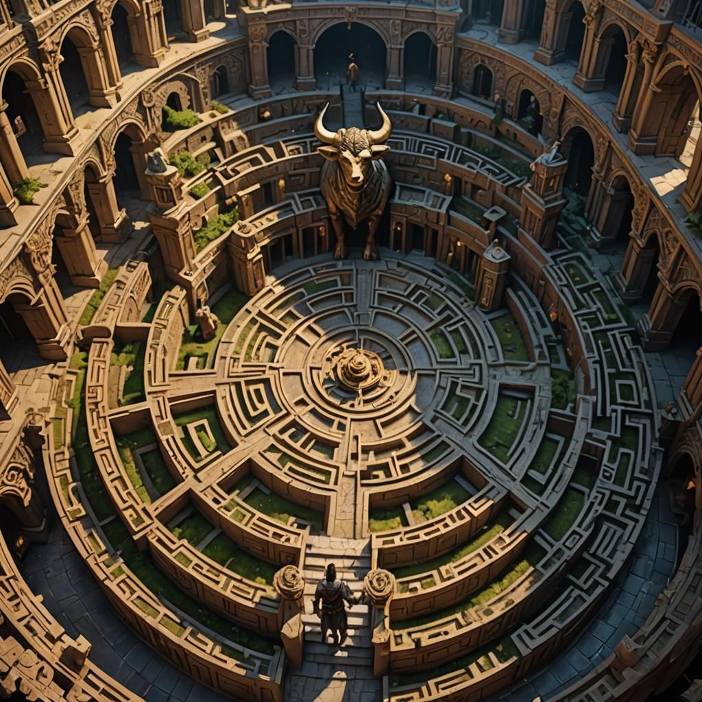 Minotaur Guards Labyrinth Entrance