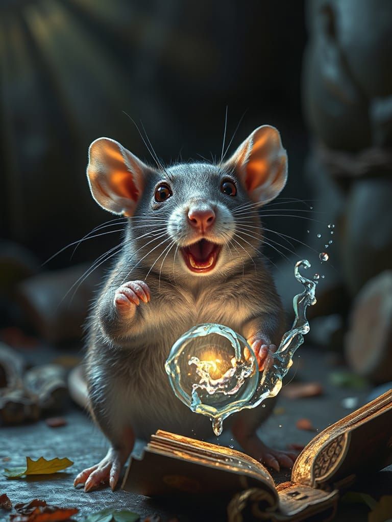 Astonishing Rat Performing Trick in Digital Painting Style