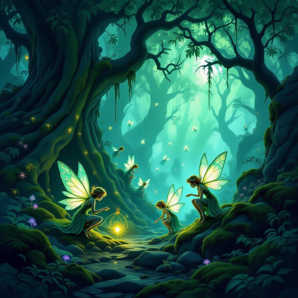 Fairies Setting Traps in Enchanted Forest