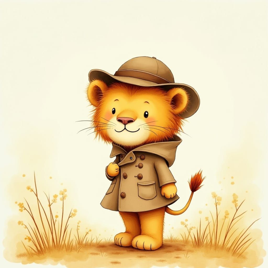 Lion Cub Detective in Beatrix Potter Style