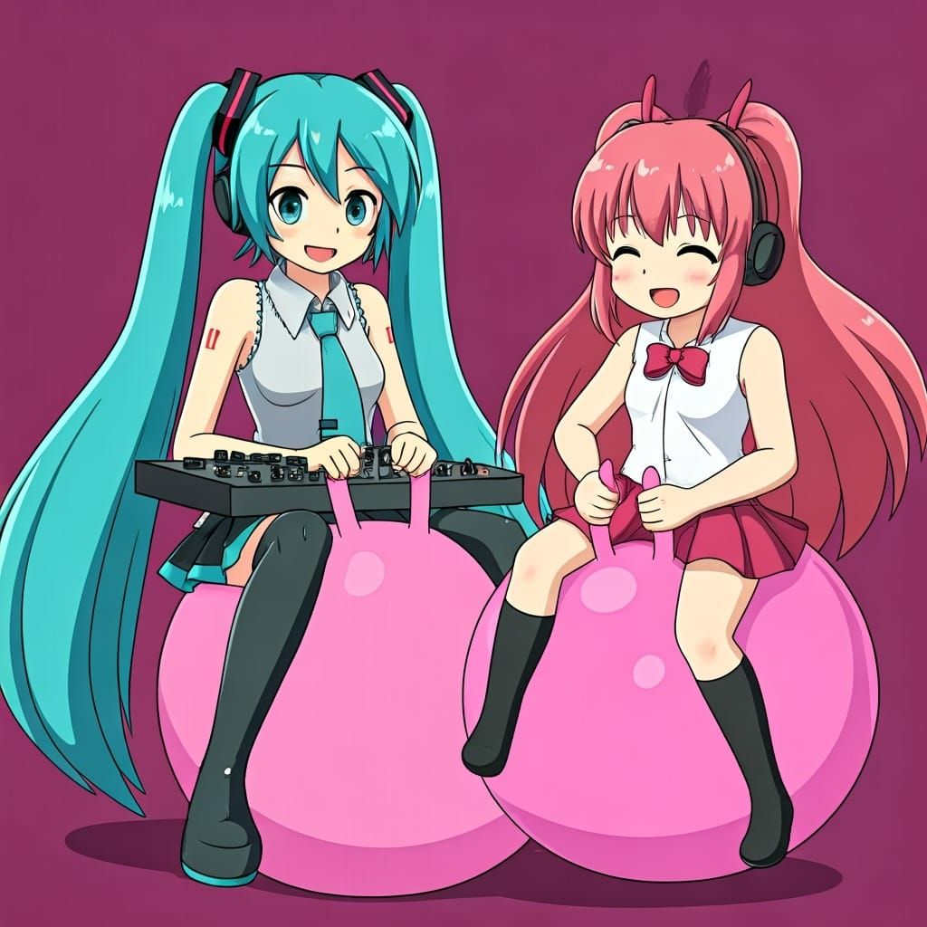 Hatsune Miku and Megurine Luka in Ghibli Style