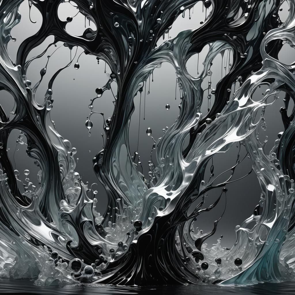 Glass Sculpture: Water Noir in Matte Painting