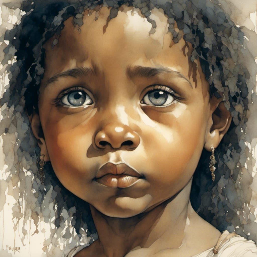 Black Toddler in Fayum Mummy Portrait Style