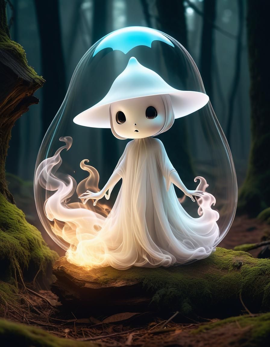Ethereal Ghost Wisp Portrait in Fantasycore Style