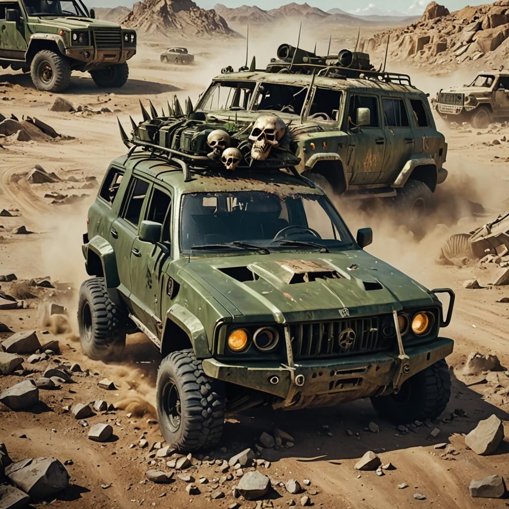 Apocalyptic Armored Vehicle in Sci-Fi Wasteland