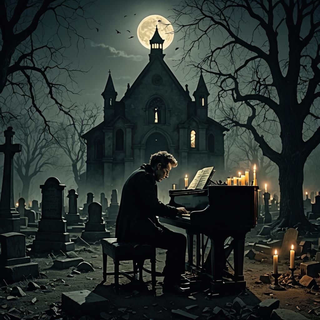 Tom Waits Plays Piano in Dark Graveyard