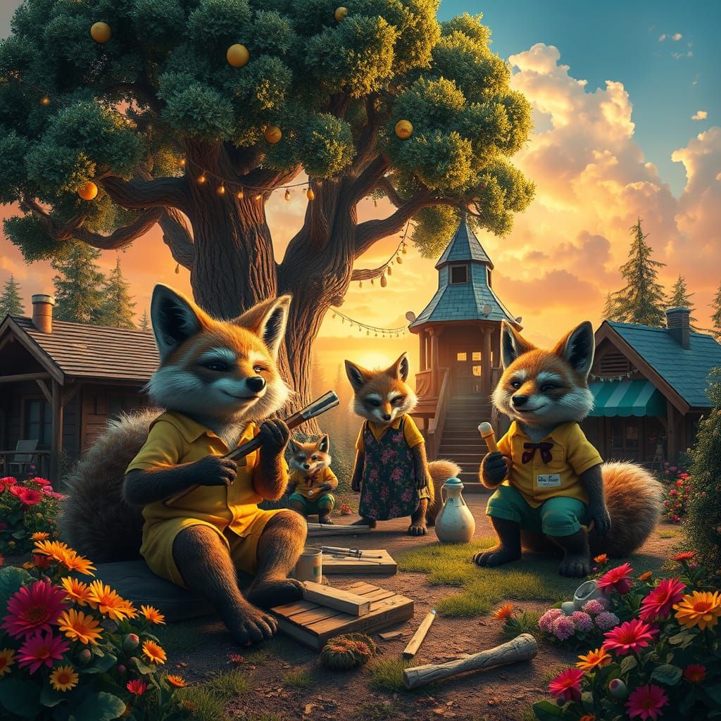 Furry Coyotes Build Whimsical Charity Office at Summer Camp