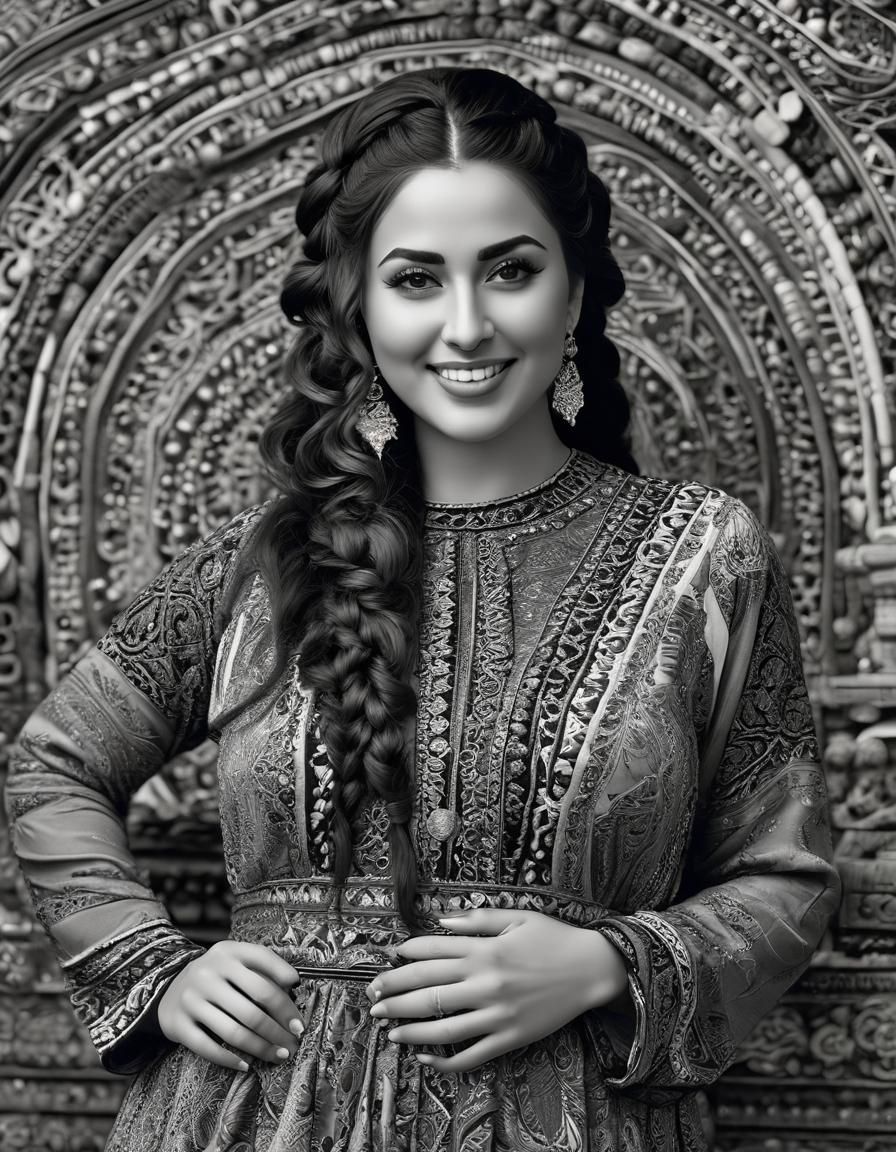 Psychedelic Portrait of a Confident Middle Eastern Woman