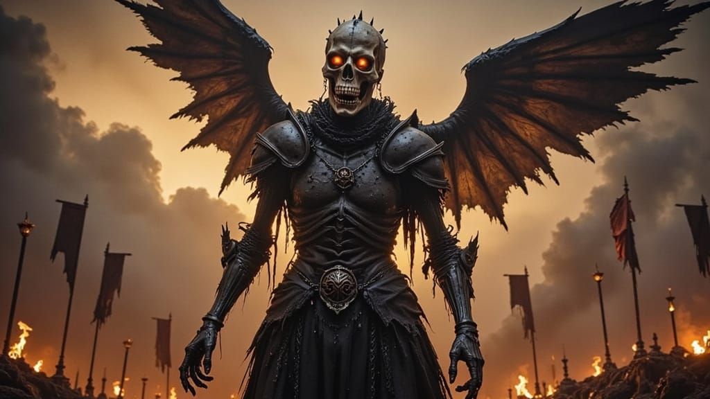 Skeletal Knight Rising from Battlefield in Epic Fantasy Styl...