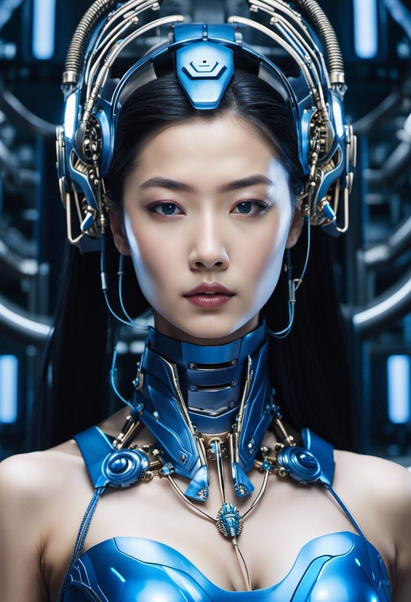 Orient blue cyberpunk girl