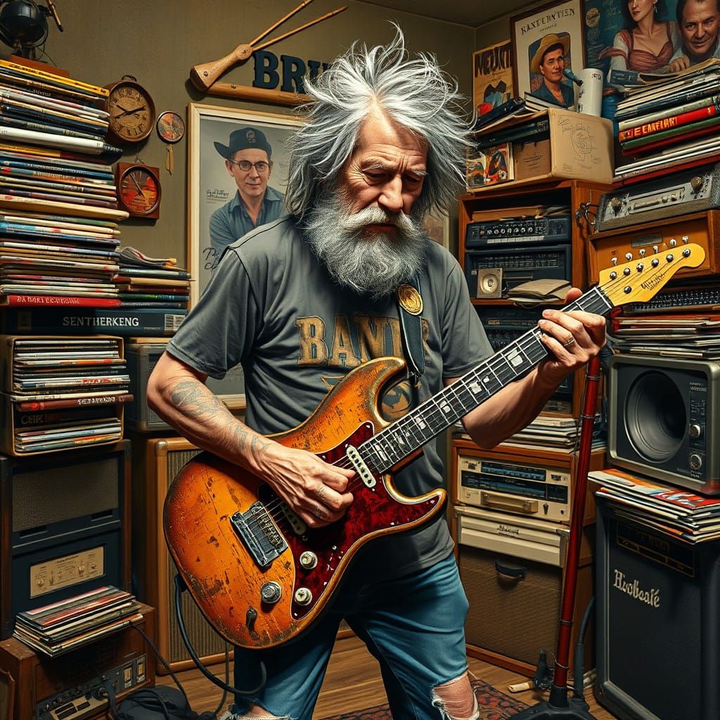 Vintage Rocker in Nostalgic Studio