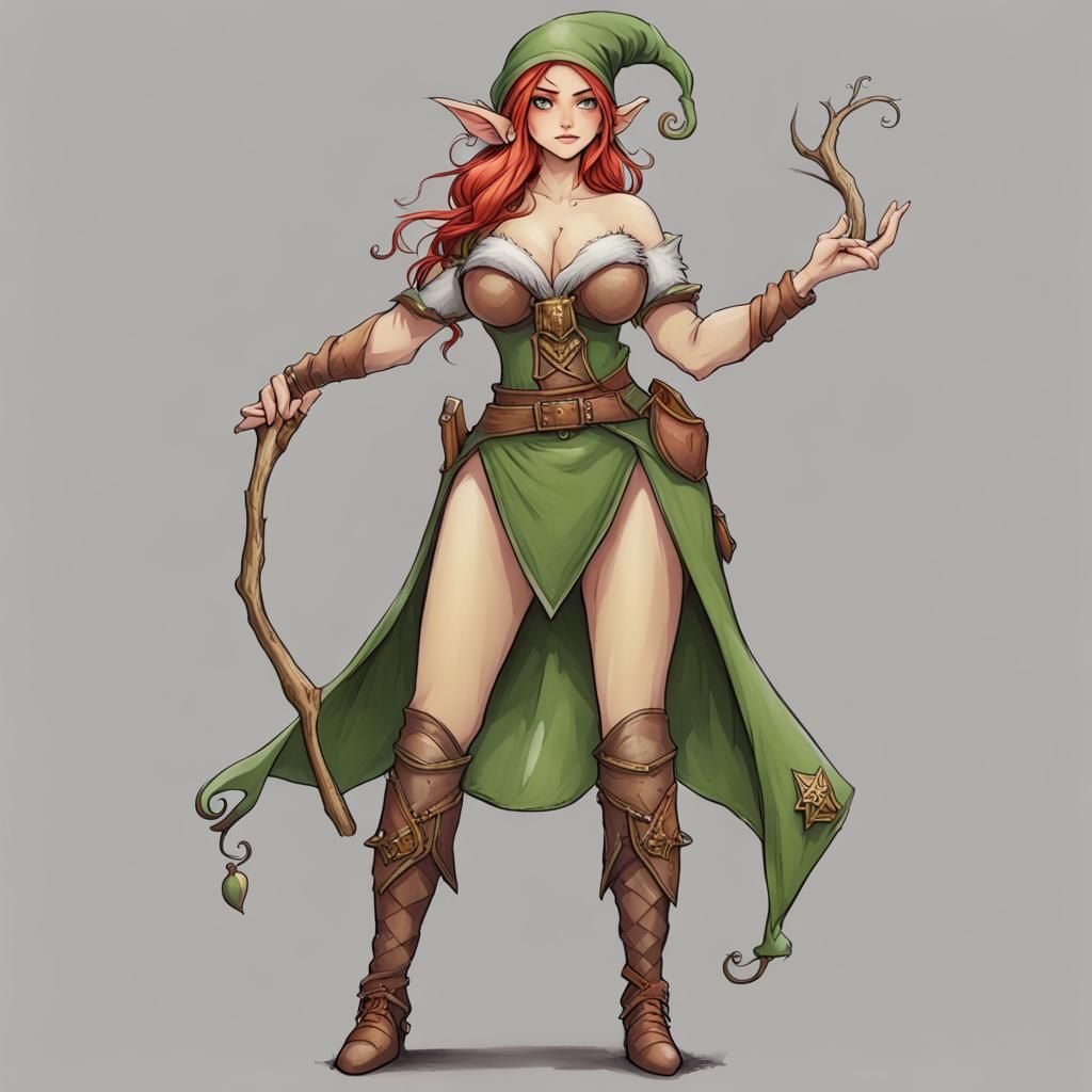 Curvy Female Elf AI Art