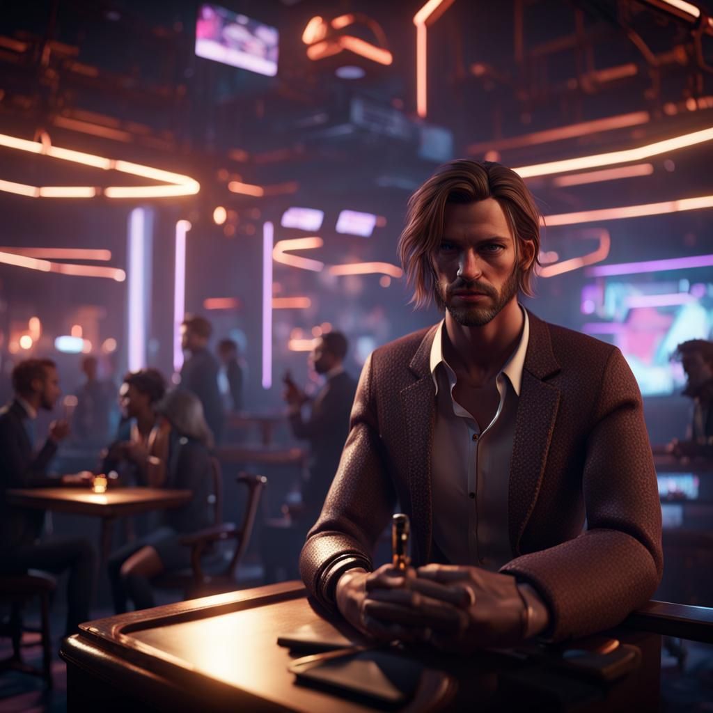 Writer and Reporter in Nightclub: 3D Game Cinematic