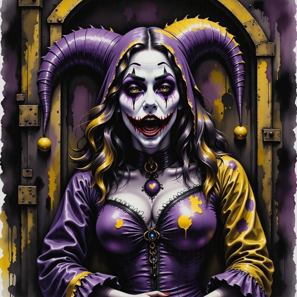Scary Yet Beautiful Female Jester Portrait