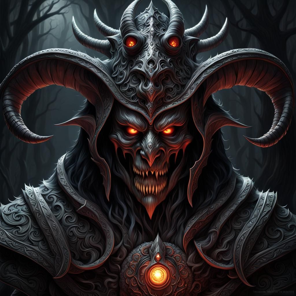 horror concept art of the evil deity Bughuul from Sinister, accurate details, detailed face, creepy black eyes, high rea...