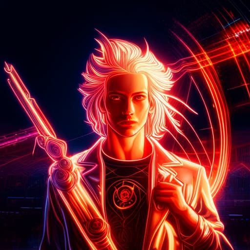 Cyber God in Synthwave Futurism Style