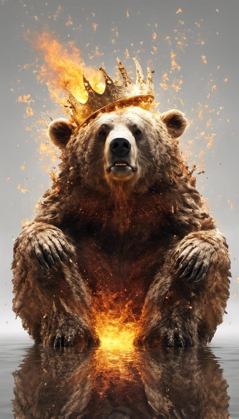 Obese Bear King in Photorealistic Cel-Shaded Style