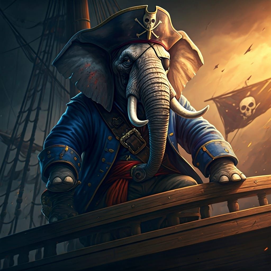 Pirate Elephant Concept Art in Dark Fantasy Style