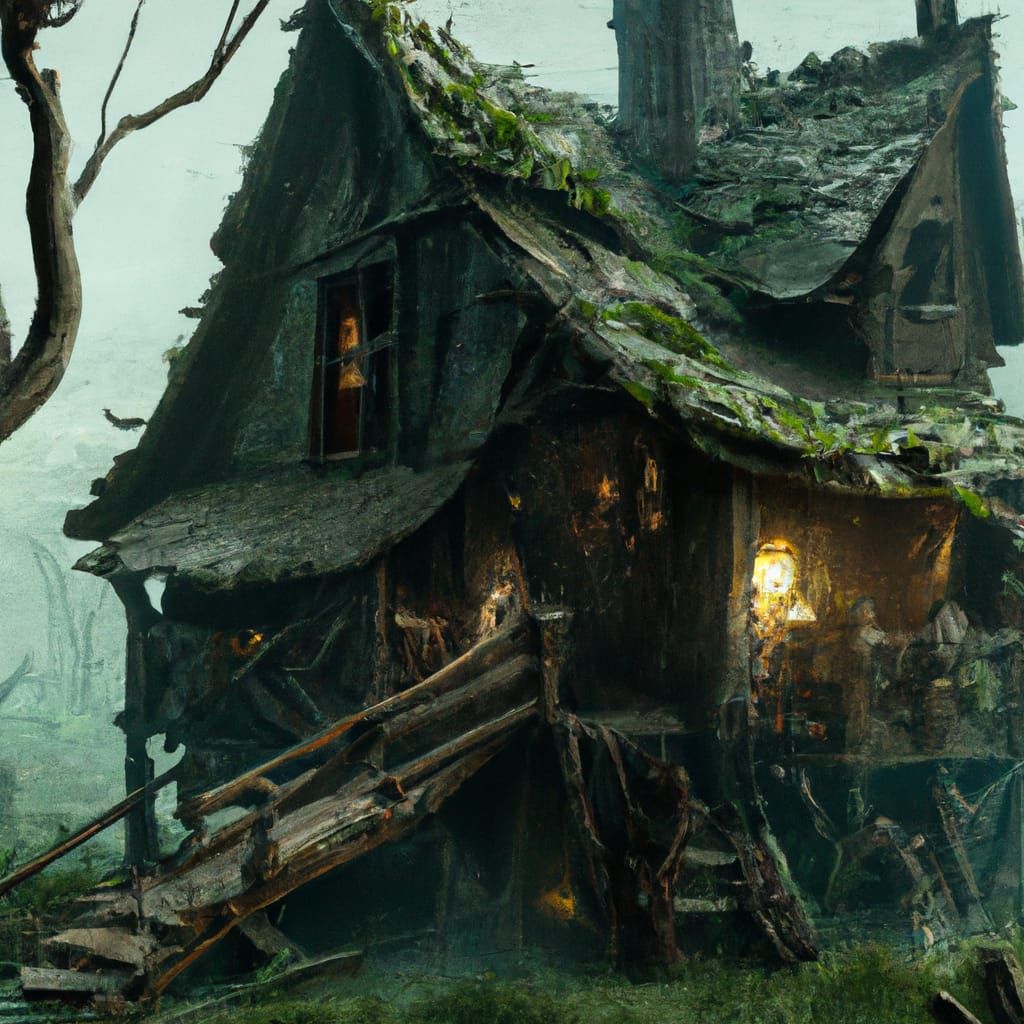 Dark Fantasy Farmhouse Masterpiece in Cyberpunk Style
