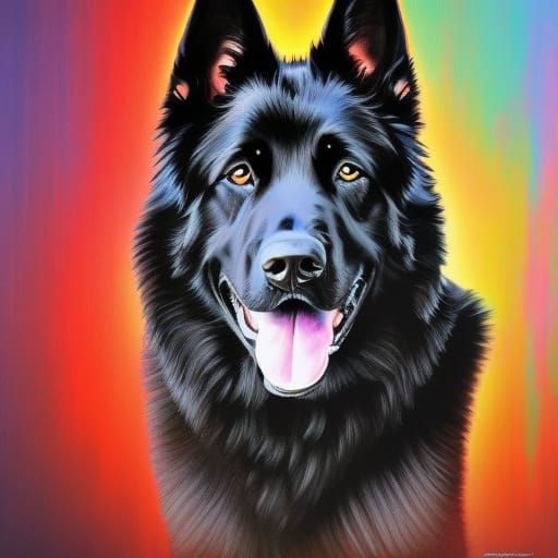 Majestic Black German Shepherd Portrait in Digital Art