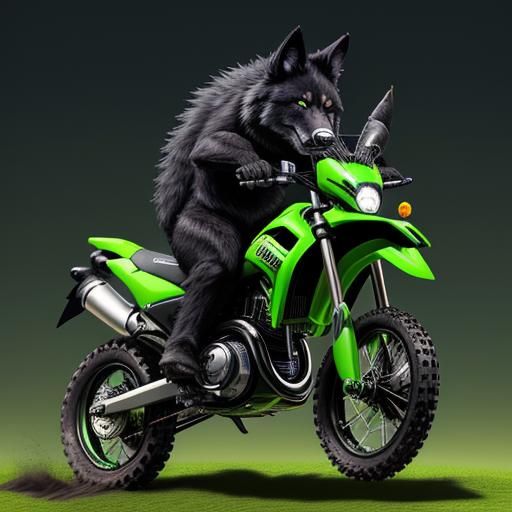 Black Wolf Chibi Backflip in Hyper-Realistic Digital Art