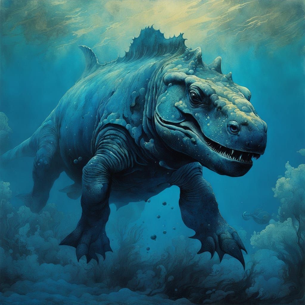 Majestic Plesiosaur Emerges: Deep Ocean Art