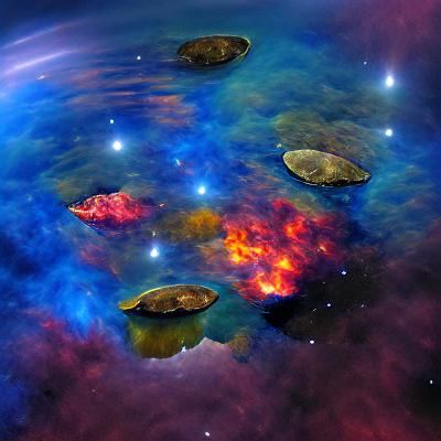 Colorful Nebula Reflected in Blue Lake