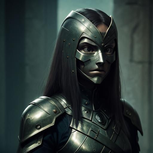 Woman in Iron Mask: Dramatic Cinematic Portrait