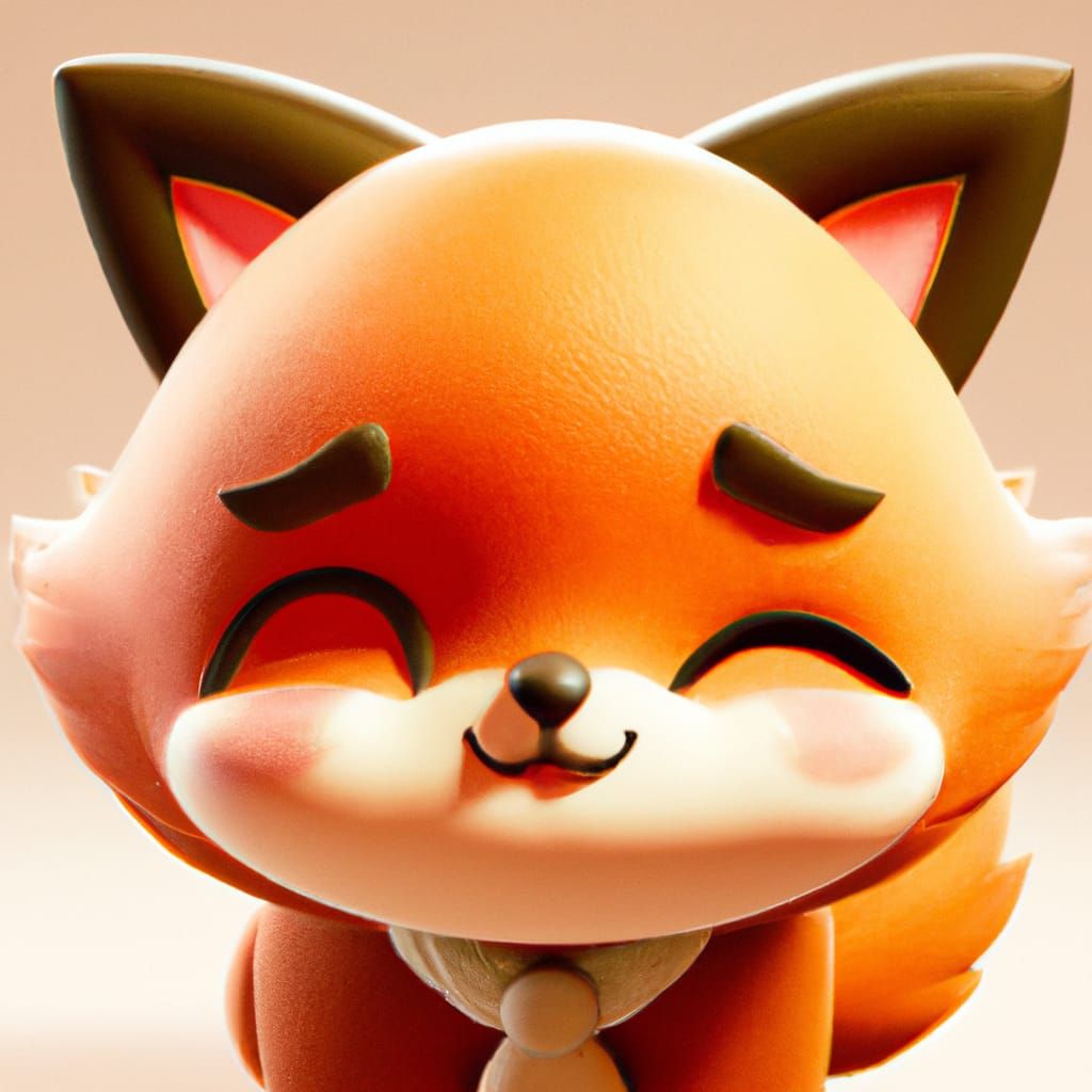 Cute Emoji Fox: 3D Dreamcore Digital Illustration